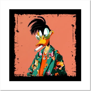 Funny Smoking Duck Cartoon Style Posters and Art